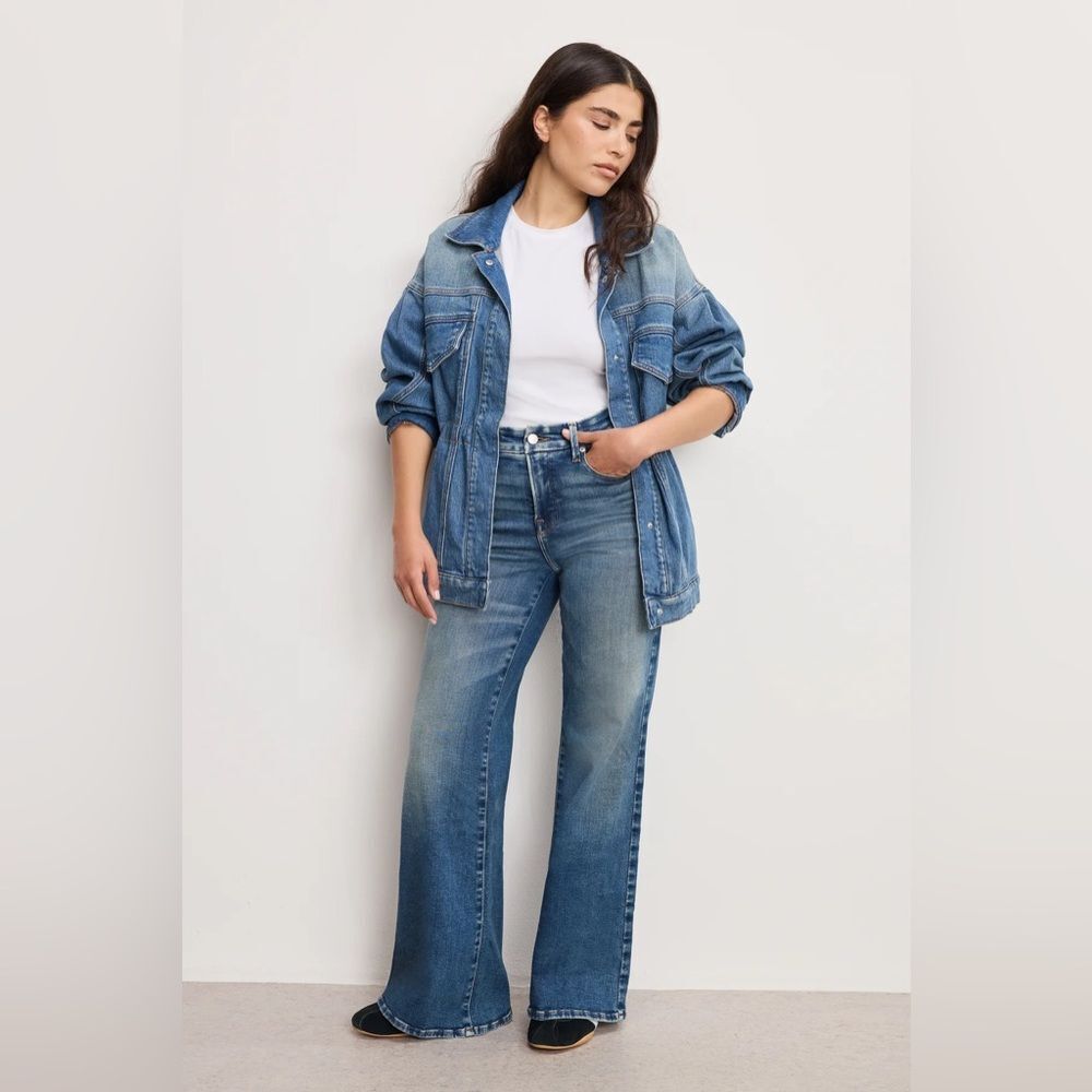 Good American Soft Tech Good Petite Palazzo Jeans